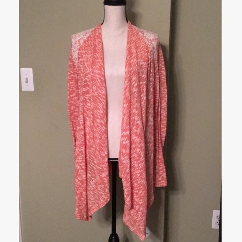 ❤️HP❤️Orange & Cream Tweed/Lace Cardigan